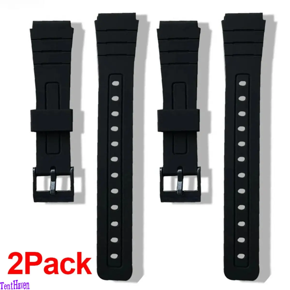 2026 New 2Pack Silicone Watch Band, 12mm–22mm Universal Replacement Strap Compatible with F91W W800H SGW400 F84 F105 A158 AE1200 Series, Soft Comfortable Waterproof Bracelet for Men Daily Casual Wear