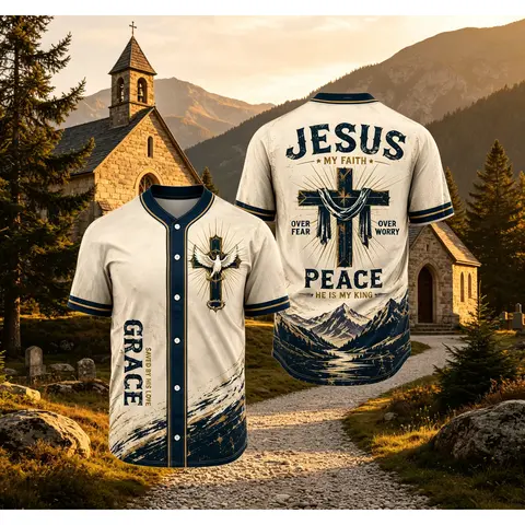 Men's V-Neck Jesus Christian Baseball Jersey - Breathable Short Sleeve Male Fit Tops, Sporty Chic Casual Wear, Multi-Size (2xl,3xl,4xl) Spring Summer Essential, Ideal for Father's Day, 4th July USA 250 Independence Day, TikTokMadeMeBuyIt TikTokShop