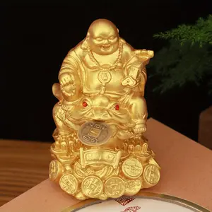Collector-grade Smiling Maitreya Buddha figurine—meditative smiling statue, resin Zen sculpture; suitable for home and office décor; serene Buddha sculpture for meditation, featuring the iconic Smiling Maitreya pose.