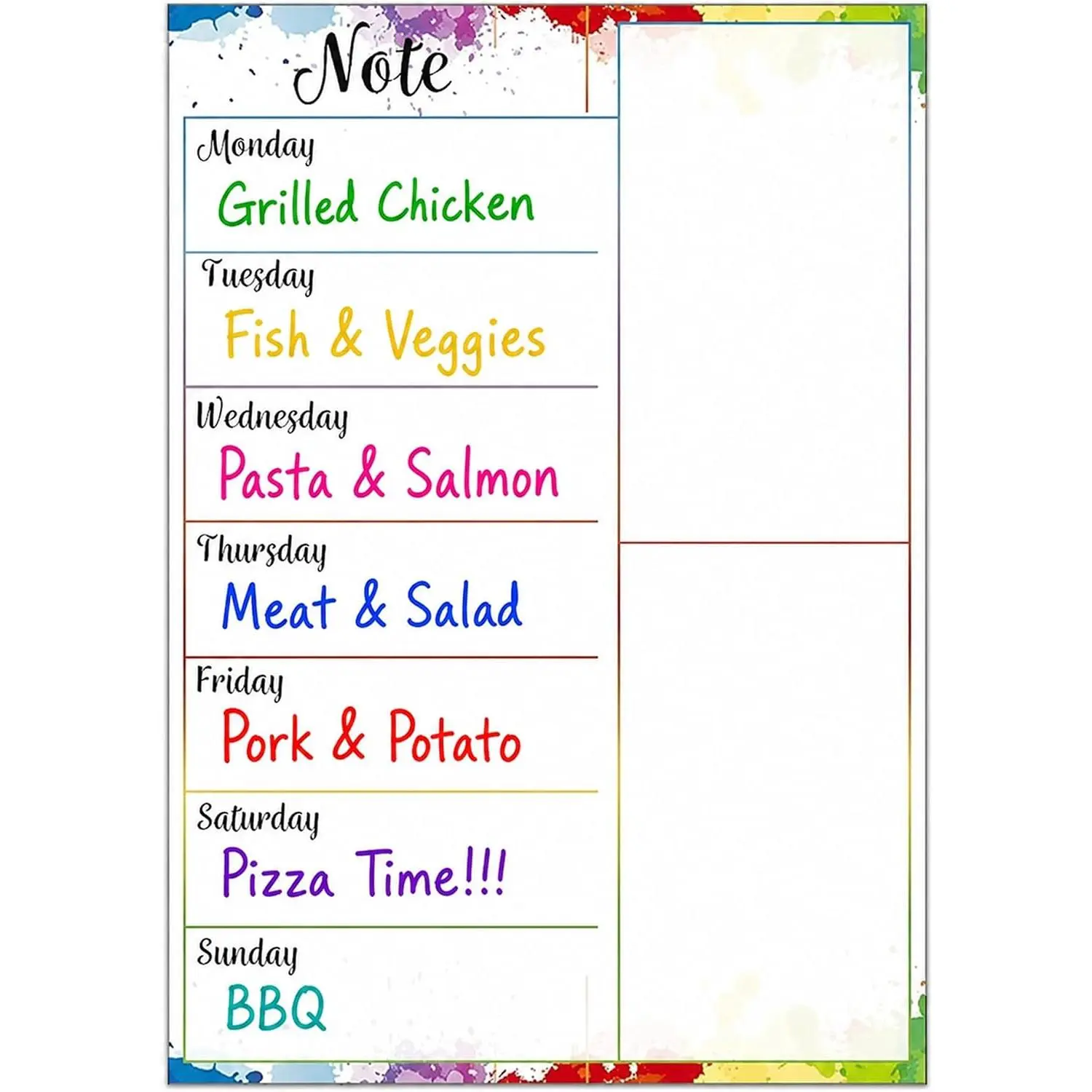 Weekly Meal Planner Fridge Dry Erase Menu Board (C) - 8x12 in Slim Full Coverage Dry Erase Whiteboard with Backing for Meal Planning, Notes, Grocery Lists, Families