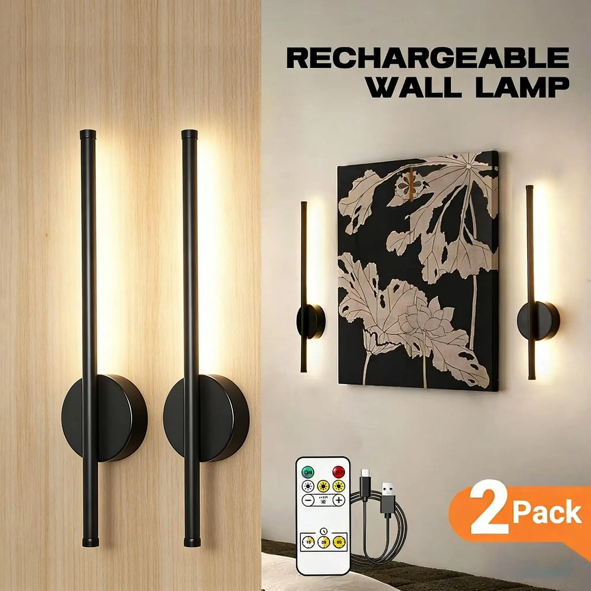 1/2 Pcs Rechargeable Dimmable Wall Lamps, Touch and Remote Controlled LED Decorative Wall Sconce, Magnetic Mount for Easy Installation, Indoor Home Wall Lighting for Living Rooms, Hallways, Led Wall Lights