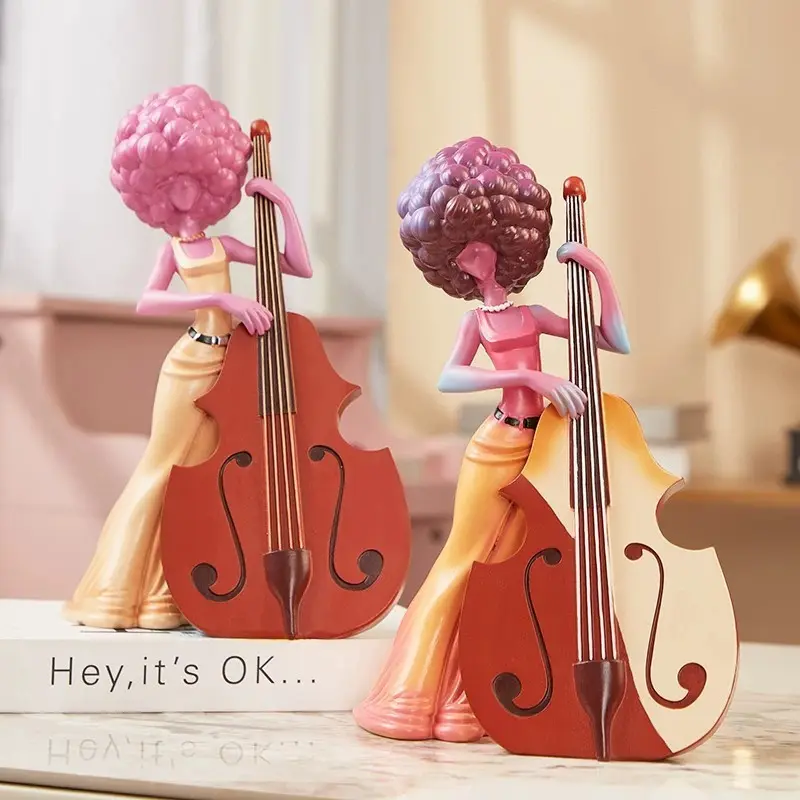 Creative Resin Violin Figure Ornament, Nordic Music Art Decor, Living Room Entryway Bar Table Decoration, Tabletop Decor, Unique Home Accent Piece