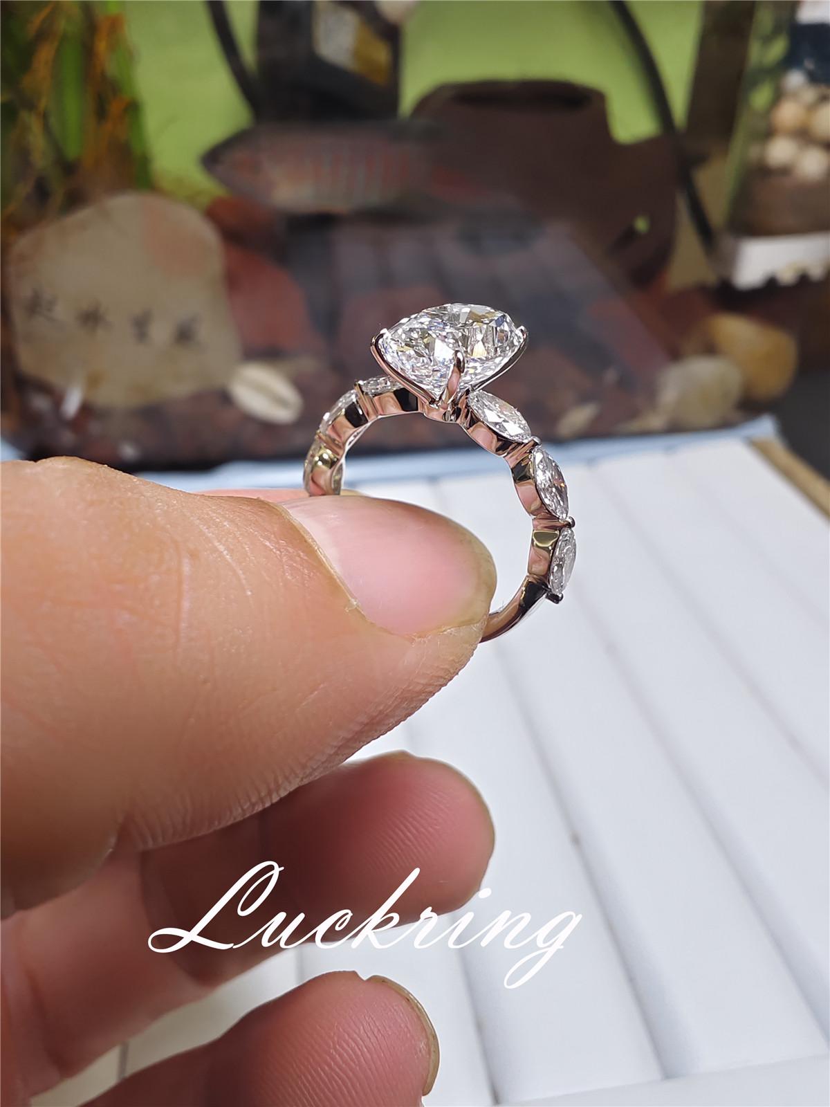 10K Solid Real gold Lab grown Diamond 4CT Oval IGI Diamond Ring Engagement ring Female MARQUISE 18K yellow gold wedding ring
