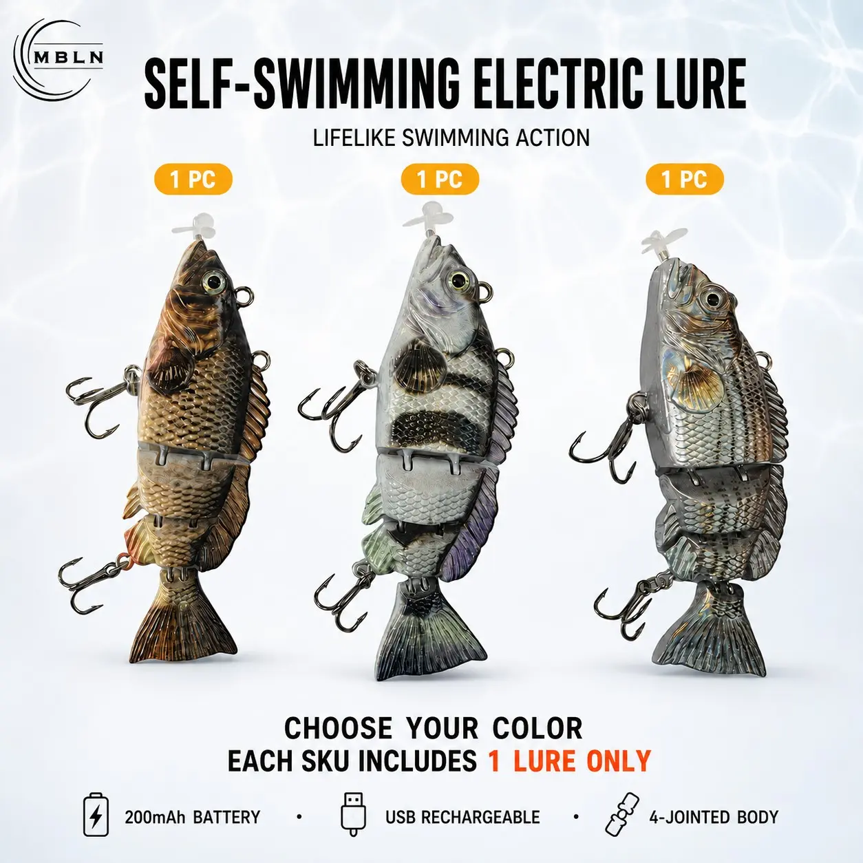 1pc Electric Lure, 10cm USB Rechargeable Bait, Multi-Section Bio Swim Bait with Propeller, Realistic 3D Fish Eye, Freshwater Fishing Gear