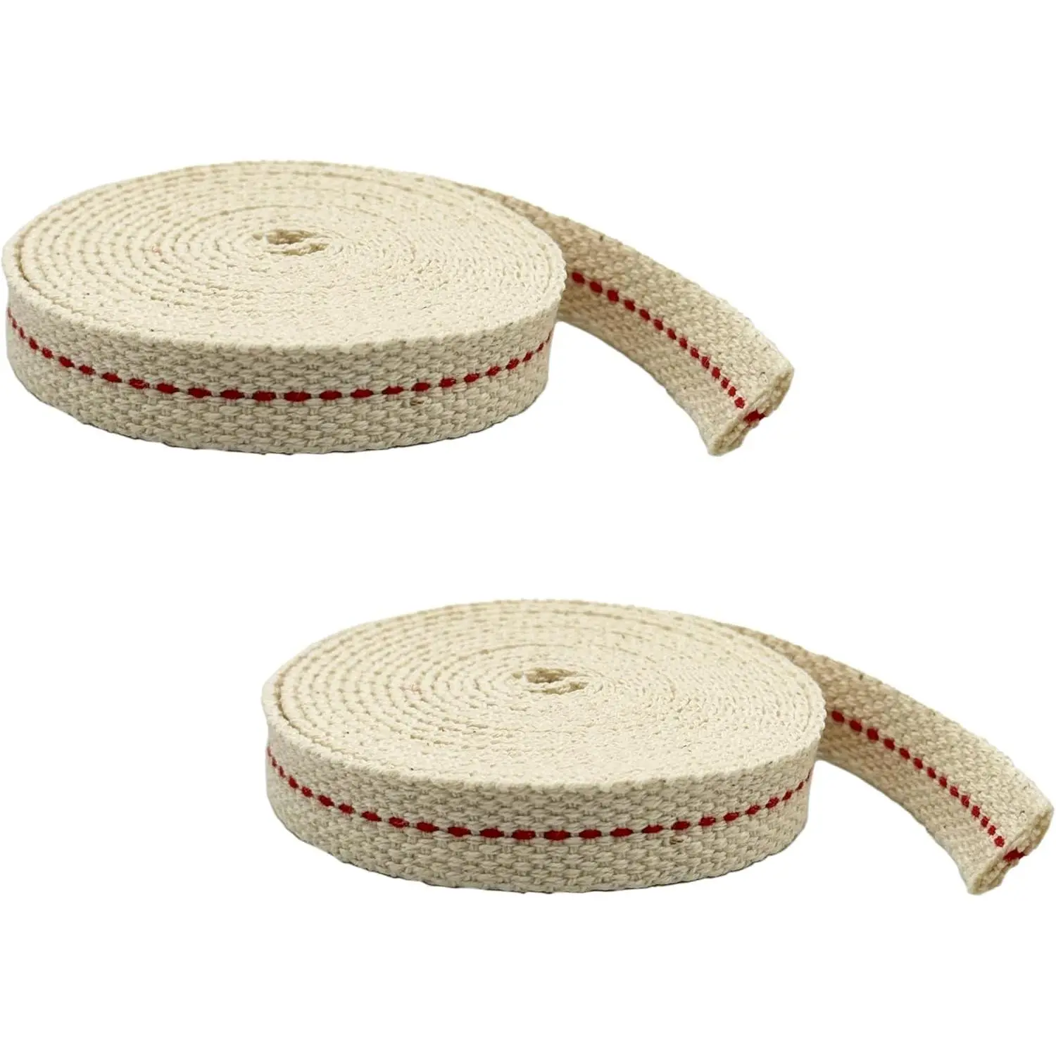 1/2 Inch 6 Foot 100% Cotton Flat Wick 2 Pack with Genuine Red Stitch, Suitable for Paraffin Oil Kerosene Based Lanterns and Oil Lamps