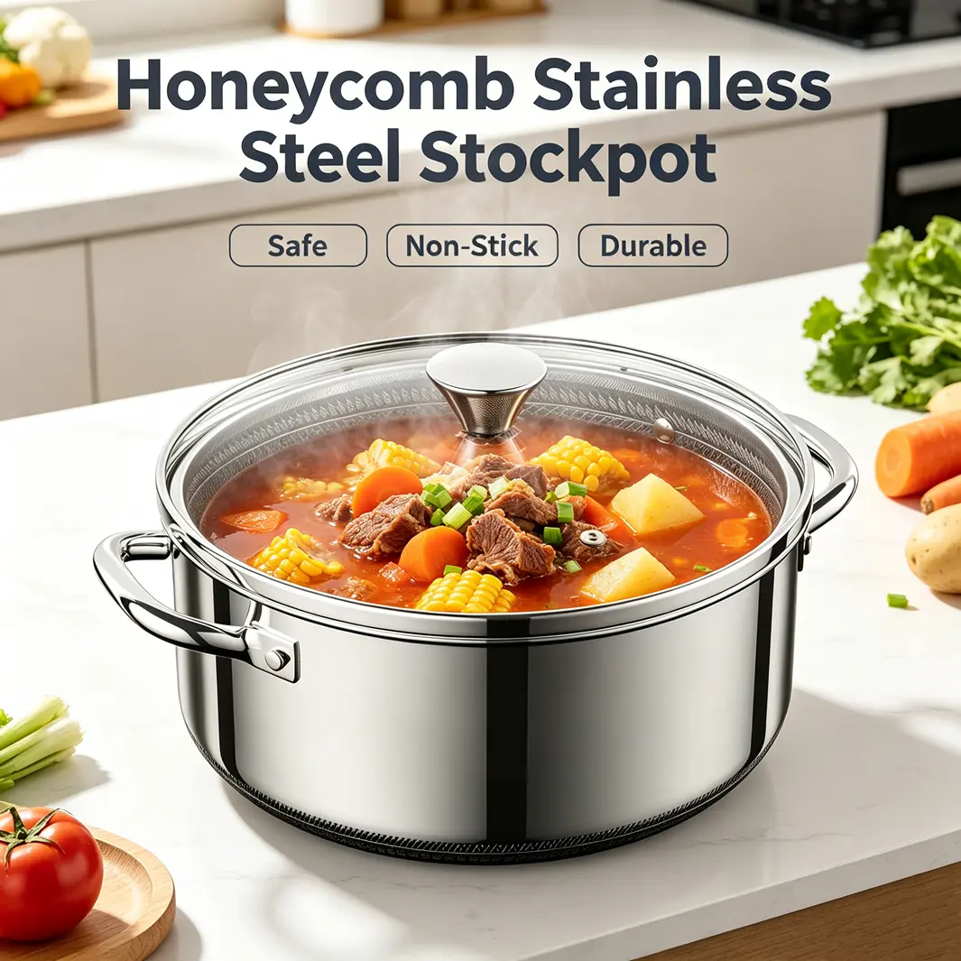 ZEROPAN Hybrid Nonstick Stockpot,Non-Toxic Non-Stick Professional Cookware, Stainless Steel Stockpot with Glass Lid, Dishwasher-Fri endly, Oven-Safe Up to 500°F, Non-stick Soup Pot Compatible with All Cooktops, Stay-Cool Handle