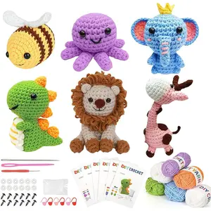 6 count Crochet Kit for Beginners, 2026 DIY Craft Christmas  for Adults, Crochet  Kit with Step-by-Step Video Crochet Hook Tutorials Birthday for Crochet Lovers ()