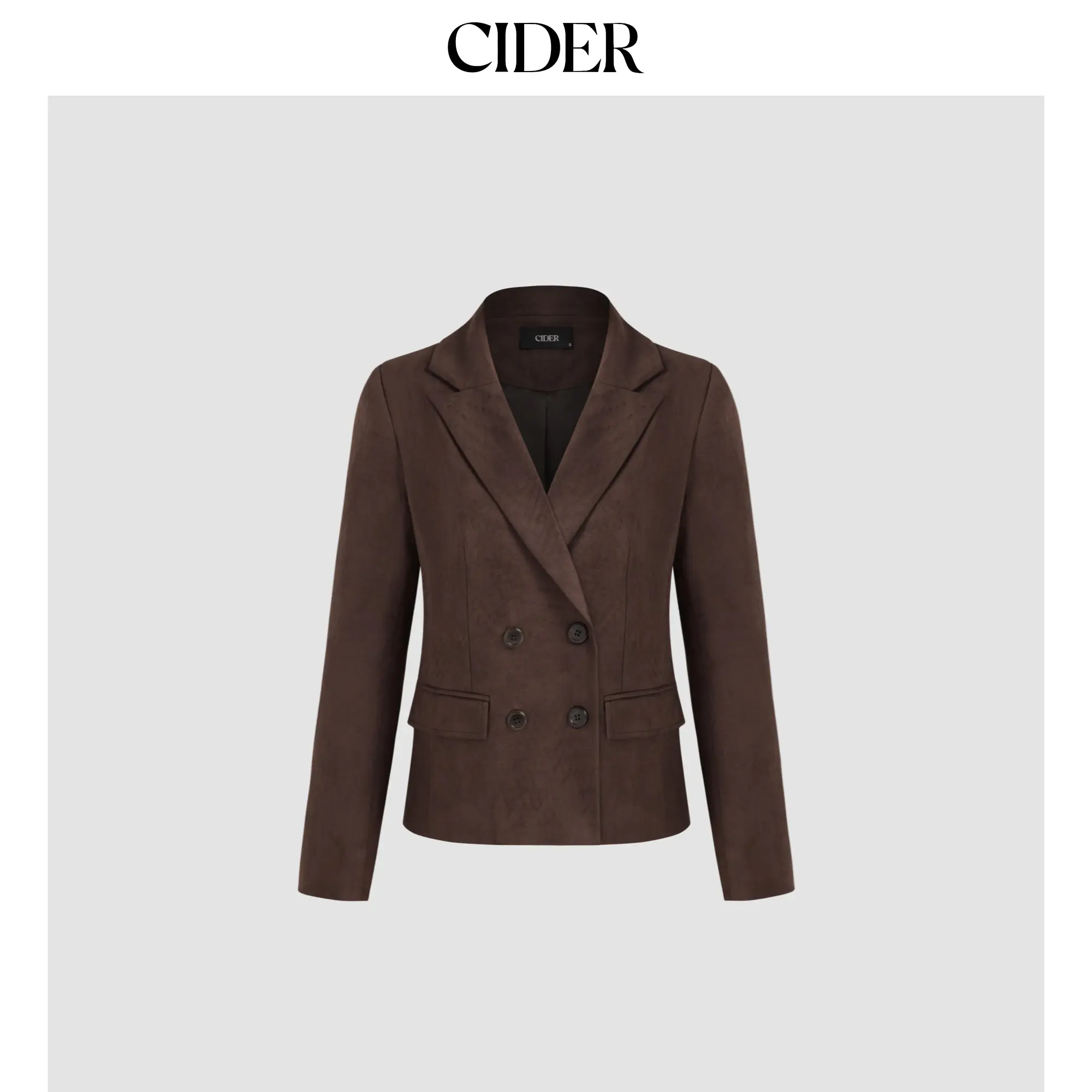 Cider [size 2-10] Suede Collar Solid Pocket Button Oversized Blazer