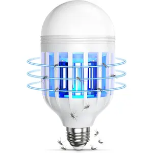 Bug Zapper Light Bulb, 2 in 1 Mosquitoes Killer Lamp Led Electronic Insect & Fly Killer, Porch Light for Entryway, Doorway, Corridor, Balcony and Patio (White)