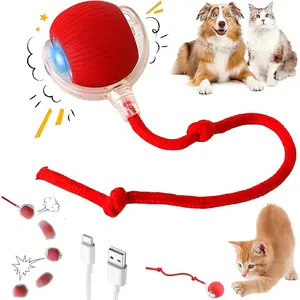 Purrmitive 2026 Durable Interactive Cat Toys for Indoor Cats, Dog Toys Ball, Rolling Pet Ball, Smart Automatic Cat Chase Balls Toy, Interactive Dog Toys Speedy Tail,Kitten & Cat Toys Interactive (Red)