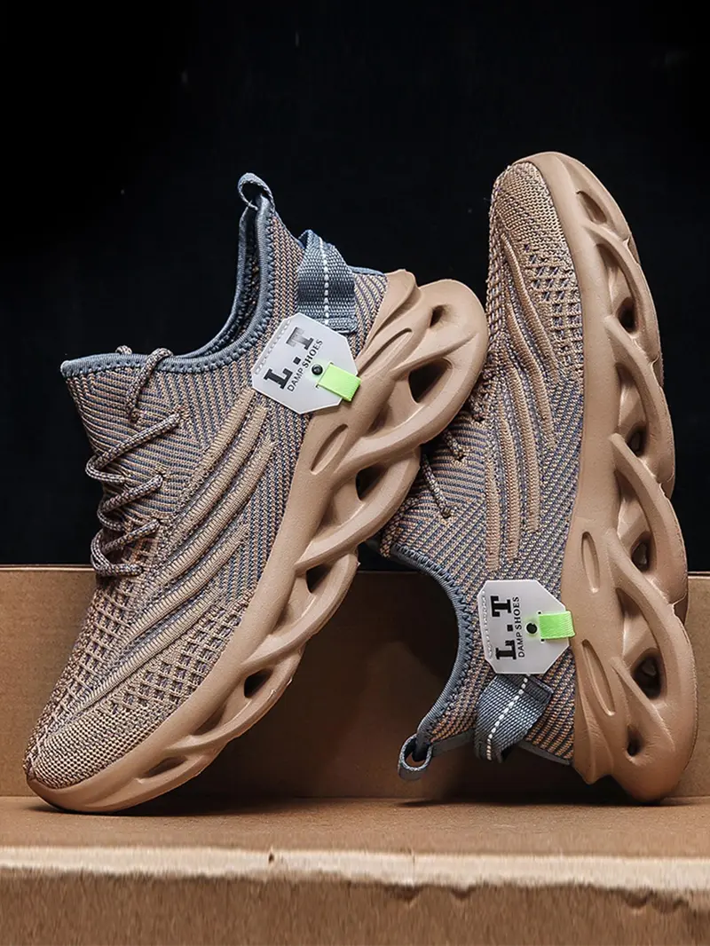 Product Introduction of Mens Shoes, Ultra-light Textured Design Lace-up Trainers for Treadmill Wear As Gift, Workout Sneakers, Casual Twist Sole Design Sports Running Shoes for Summer 2025 29