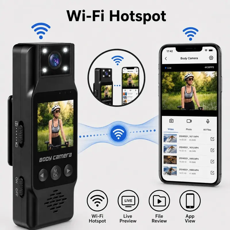 Action Camera HD Vlog Camera, Portable WiFi Sports Body Camera with 1.3" LCD Display, 180 Rotation Lens, Magnetic Back Clip for Outdoor Cycling Travel Recording, Portable Vlogging Camera
