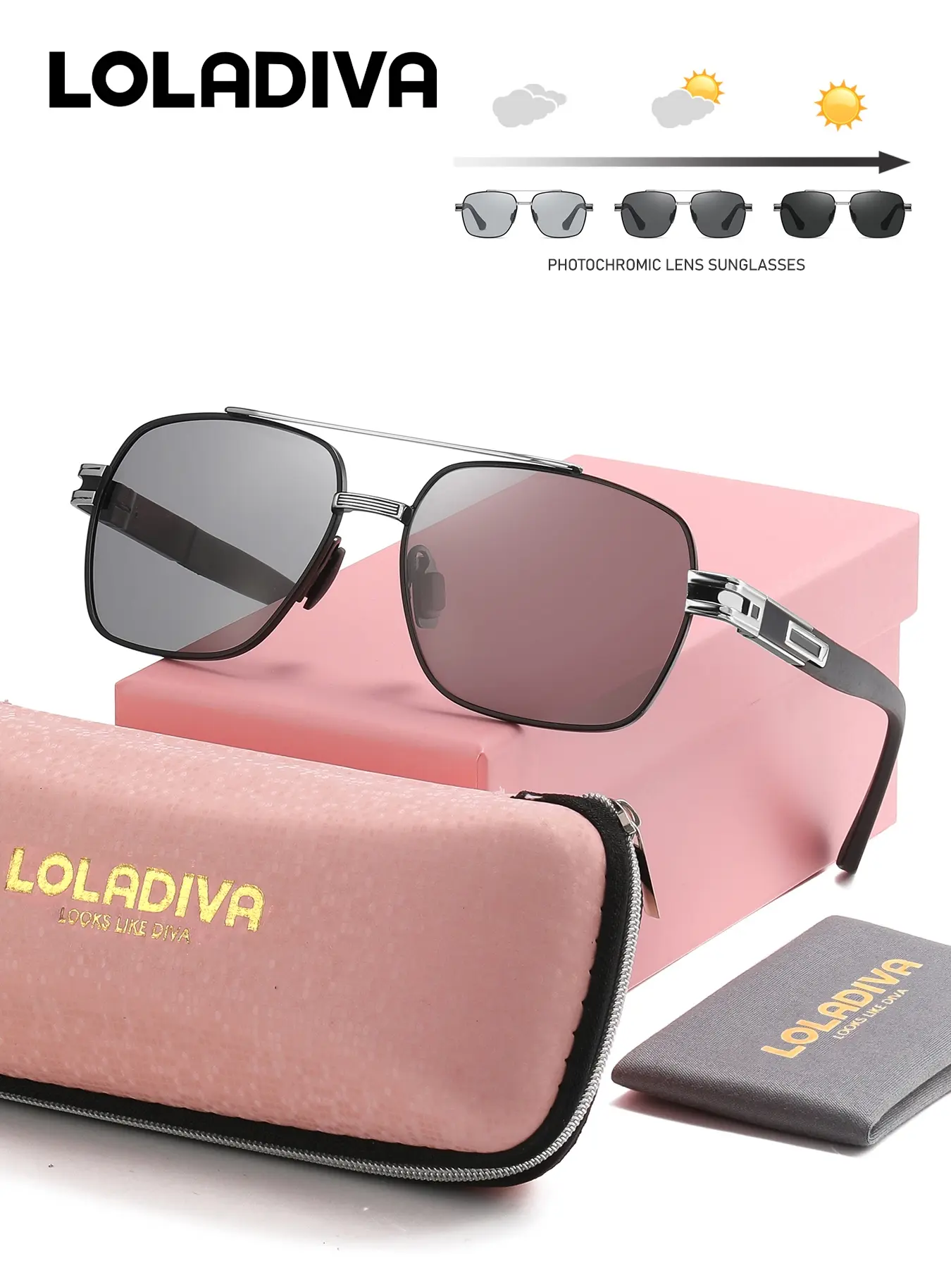 1 Piece LolaDiva Unisex Geometric Full Frame Sunglasses Futuristic Design Eye-Catching UV400