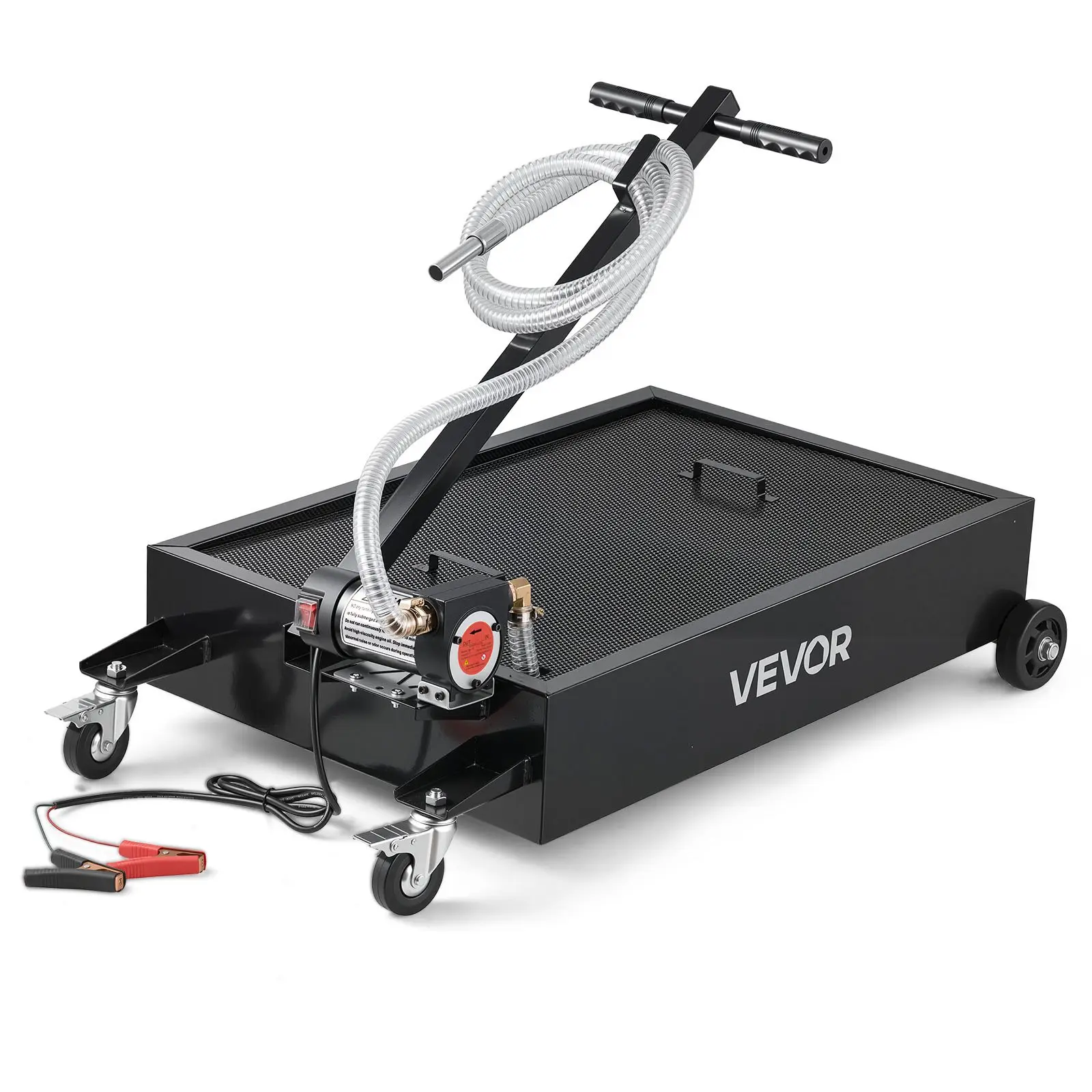【DealsForYouDays】VEVOR Low Profile Oil Drain Pan, 15 Gallon Capacity, Rolling Oil Drain Pan with Electric Pump 7.2 ft Hose, Leak-proof Corrosion-resistant, Fit for Cars, SUVs, Trucks, Motorcycles, ATVs, Metal