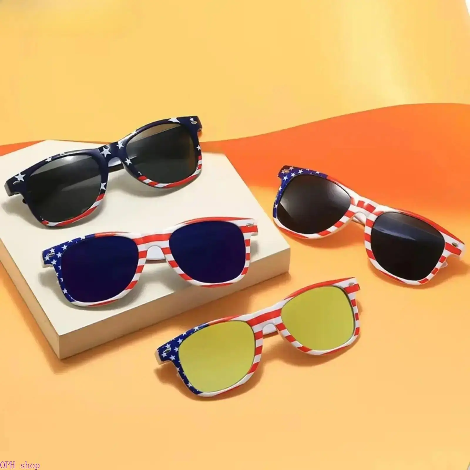Unisex Patriotic American Flag Aviator Sunglasses - USA Stars & Stripes Design, 4th of July Party Favors, Summer Holiday Fashion Accessories for Adults