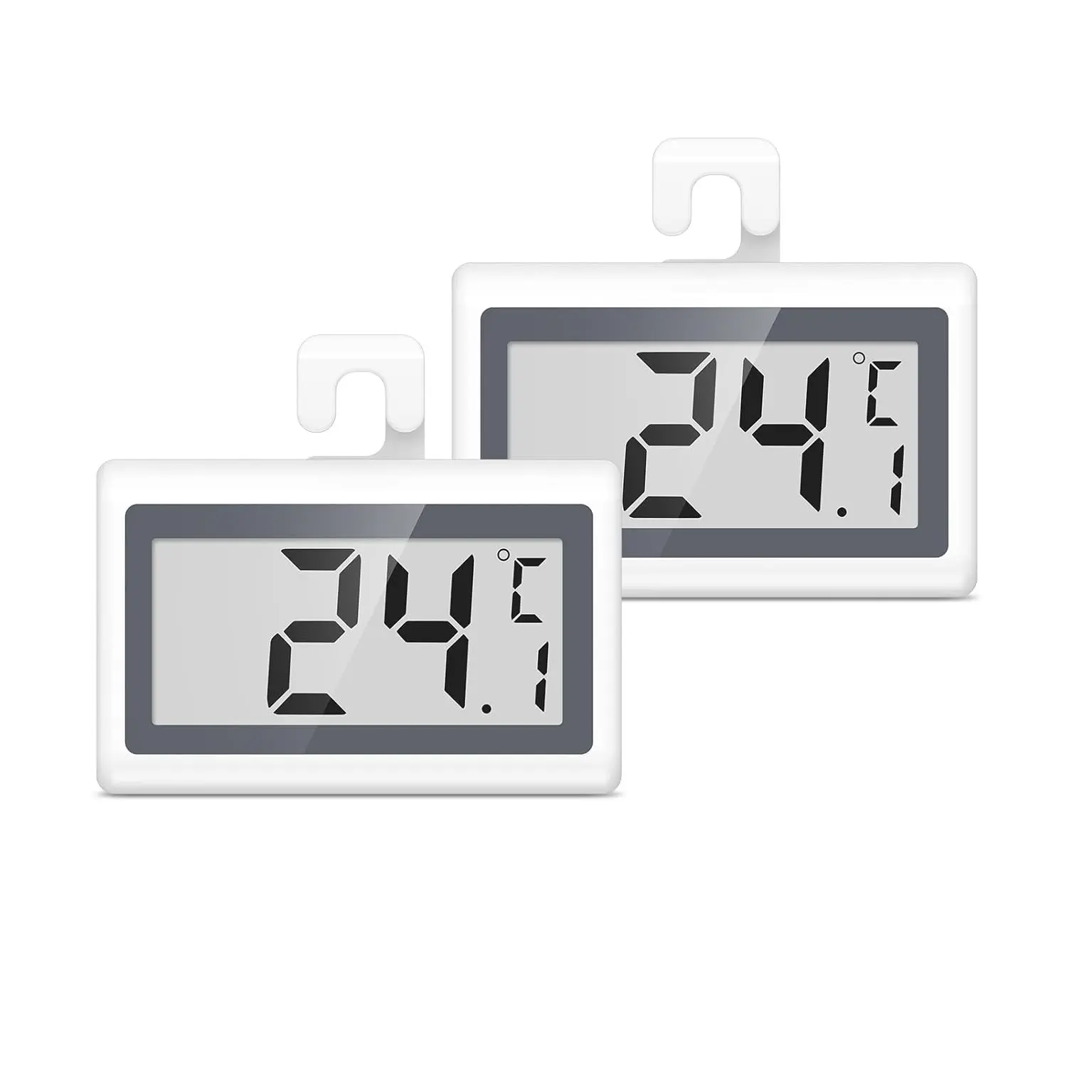 2 Pack Digital Fridge Freezer Thermometer, LCD Display with Low Temperature Reminder, 3 Mounting Methods, °C/°F Switch for Home Office