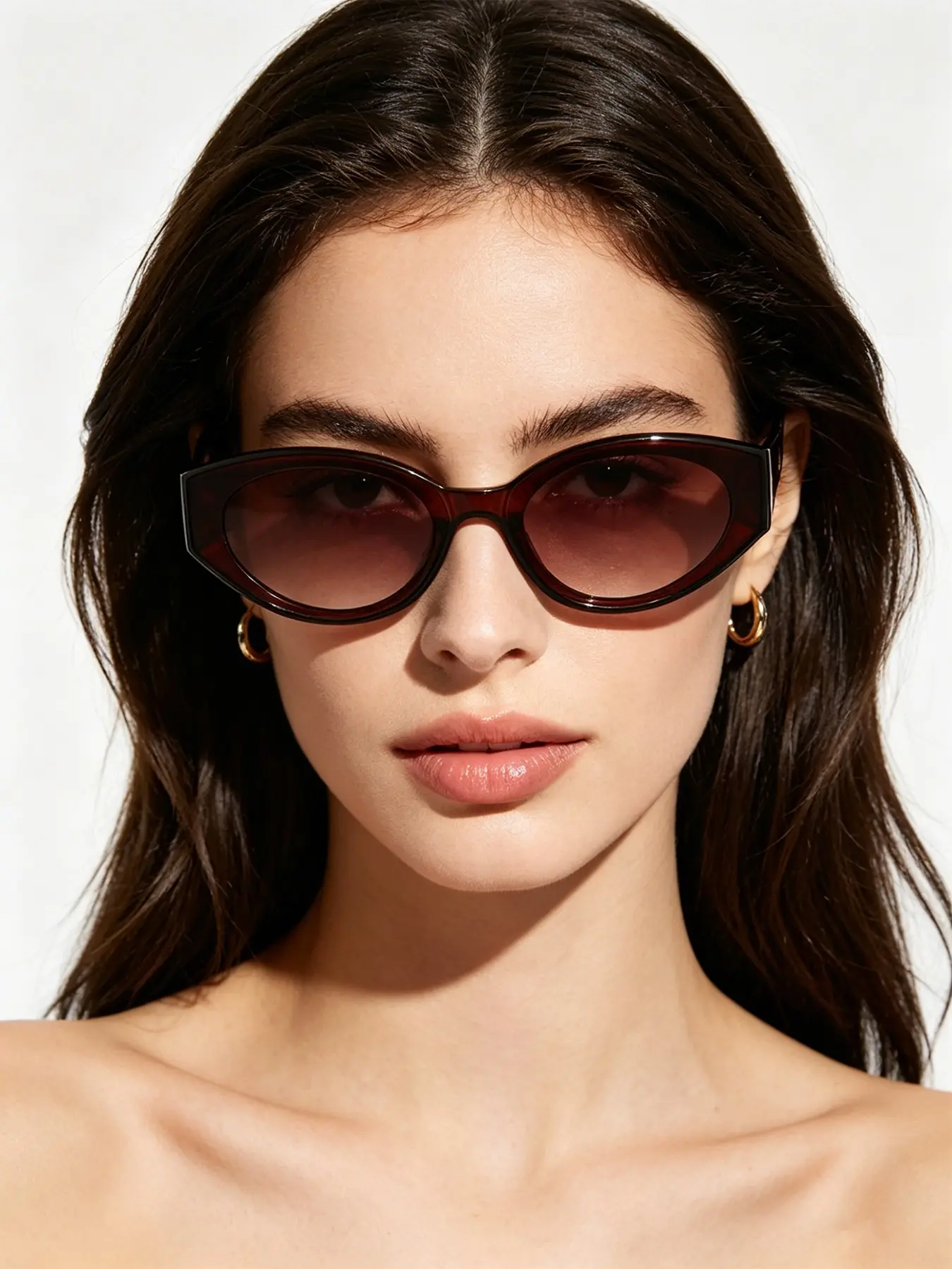 Retro Burgundy Oval Frame Stylish Sun Protective Sunglasses with Letter Decoration, Uv400 Protection Casual Fashion Eyewear for All Seasons
