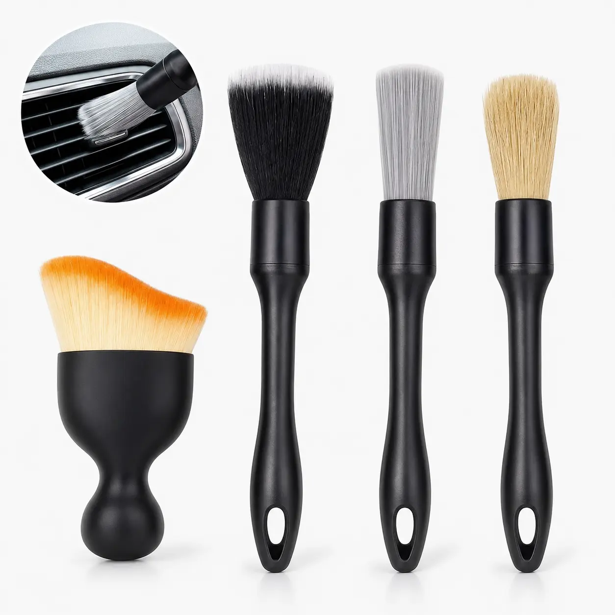 Set Professional Car Detailing Products, Car Valeting Kit, Soft Portable Car Interior Cleaning Brush Set, Brush for Car Interior Cleaning & Dust Removal, Cleaning Supplies, Automotive