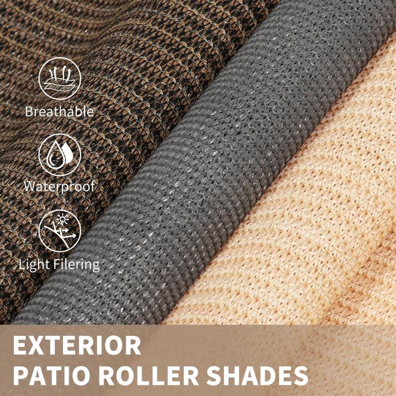 Outdoor Roller Shade 4' W x 6' L Cordless Patio Shades Roll Up Outdoors Blinds with UV Protection, Exterior Roller Shades Cloth for Porch Pergola, Walnut Outdoor Roller Shade 4' W x 6' L Cordless Patio Shades Roll Up Outdoors Blinds with UV Protection, Exterior Roller Shades Cloth for Porch Pergola, Walnut