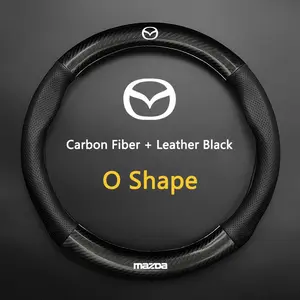 O Type Leather Car Steering Wheel Cover, Anti Slip, Compatible with Mazda 3, Alexa Cx30, Cx-4, Cx5, Cx-8, Cx-9, Car Accessories