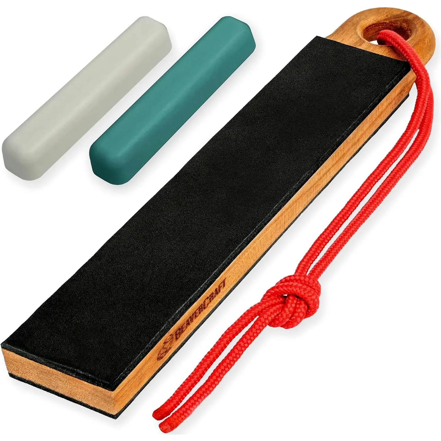 Leather Strop for Knife Sharpening, Honing and Polishing, 9 x 2 Inch Paddle with Two Sides