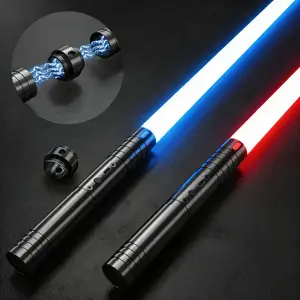 2-Pack Light Saber Toys, RGB 15 Colors, USB Rechargeable, Sound Effects, Motion Sensor, Kids Playset, Halloween Christmas Gift, Role-Playing Game