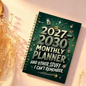 2027-2030 Monthly Planner/Calendar - January 2027 to December 2030, 4-Year Monthly Planner, Green-Themed Cover Design Notebook, Annual Calendar Planning, Monthly Tabs, 48-Month Calendar, 5.5 x 8.3 Inches, Thickened Paper, Elastic Cover, Durable Double Wir