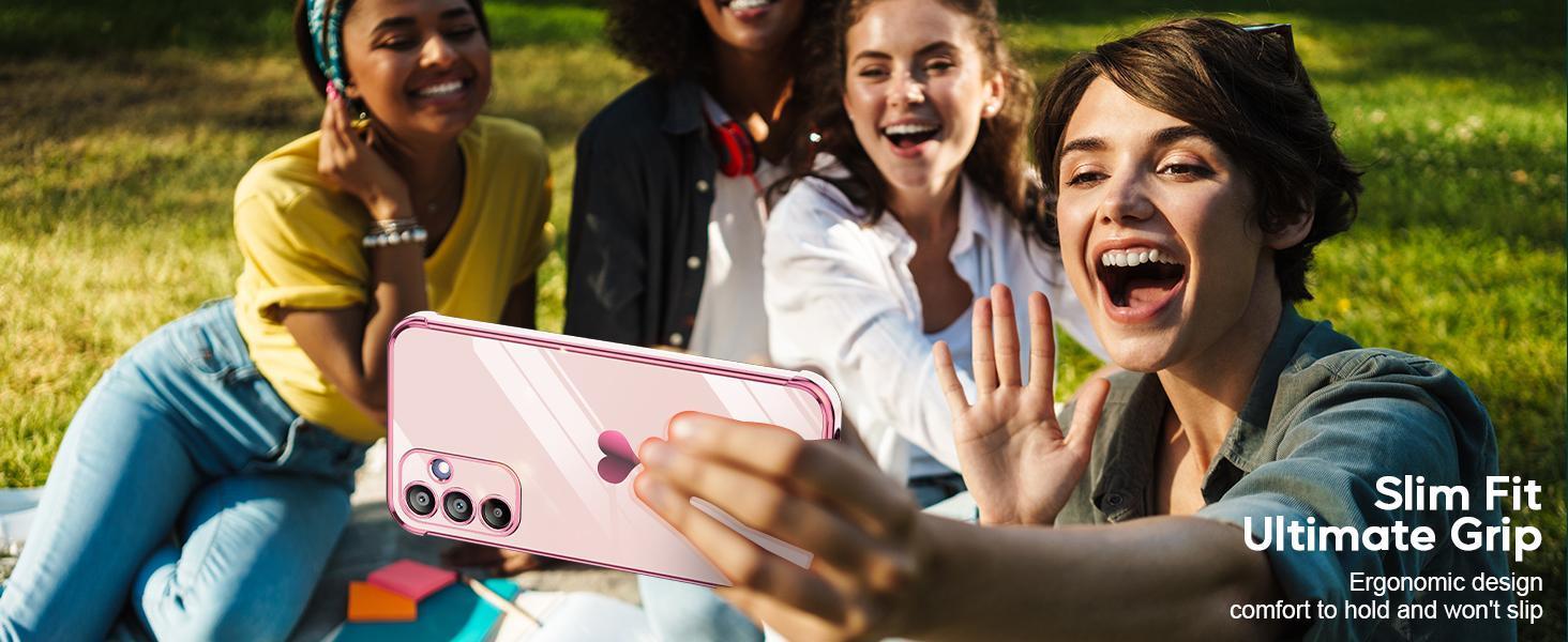 for Galaxy A15-5G Phone Case: with Tempered Glass Screen Protector [2 Pcs]+ Full Camera Lens Protection, Love Heart Plating Girly Women Luxury Shockproof Android A 15, Pink