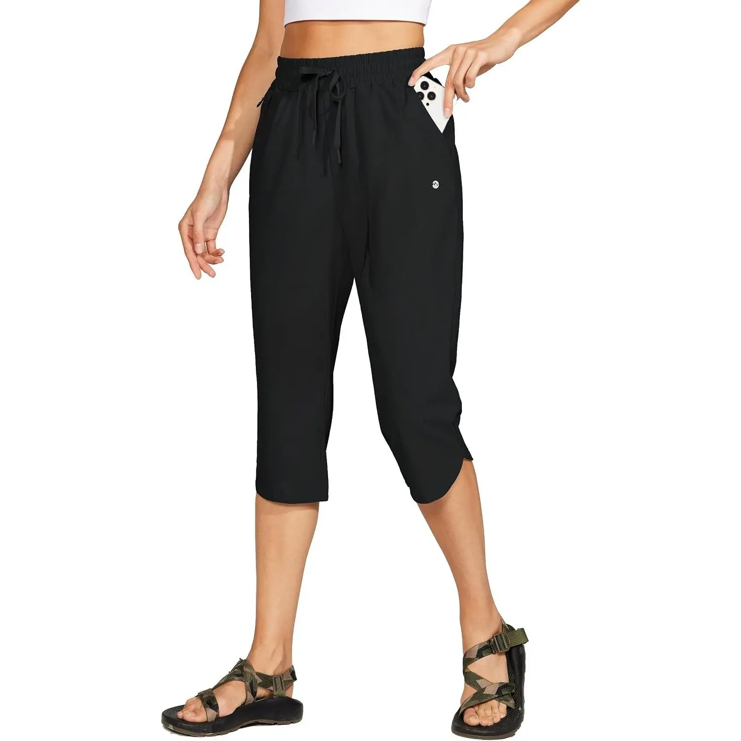 Women's Swim Capris Pants Quick Dry Swimming Board Beach Athletic Capris with Pockets Lightweight UPF 50+ 18"