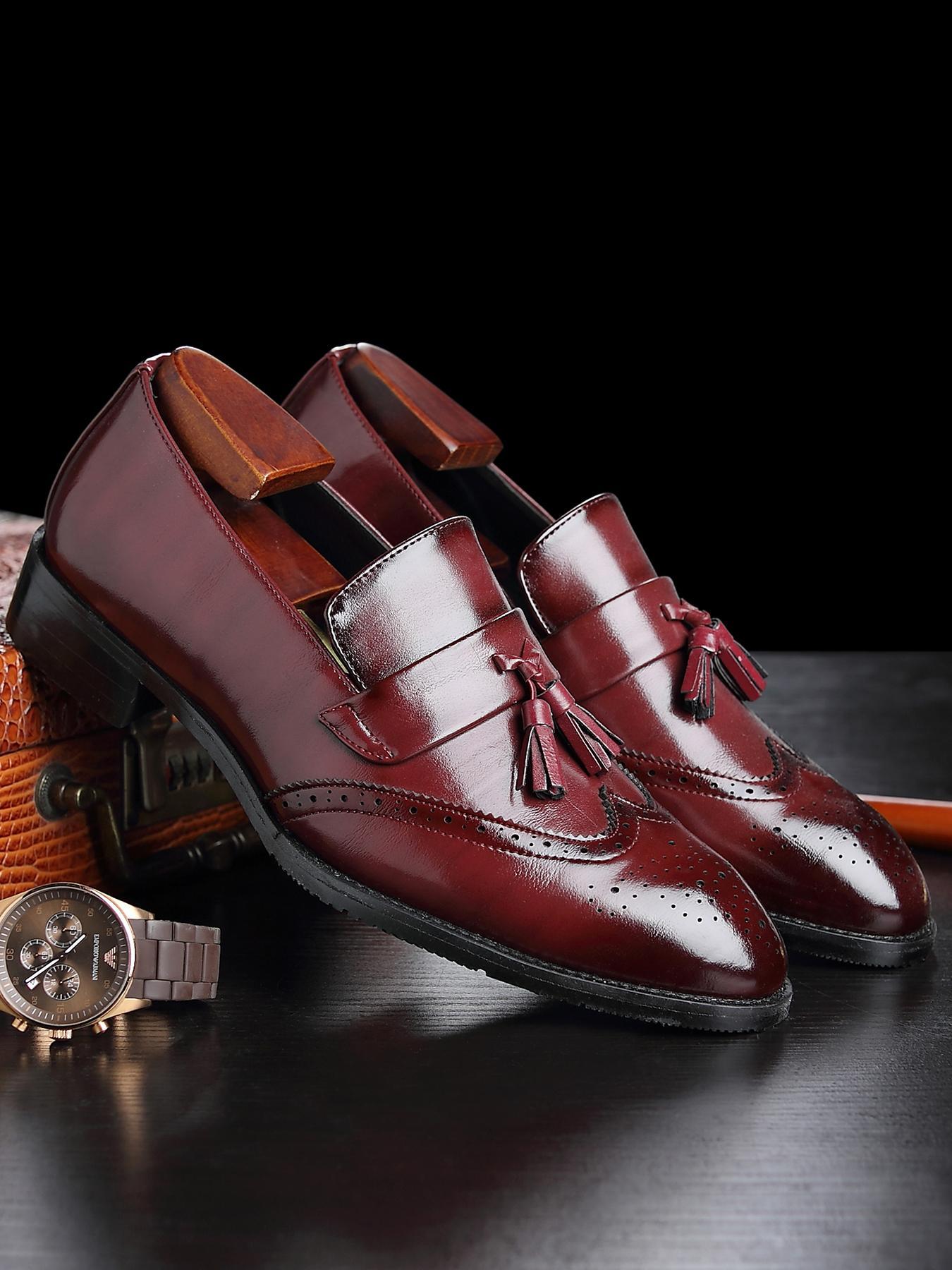Men's Business Solid Color Classic Pointed Toe Tassel Decor Loafers, Fashionable PU Leather Dress Shoes for Work Office, Male All-match Commuter Shoes for Daily Wear