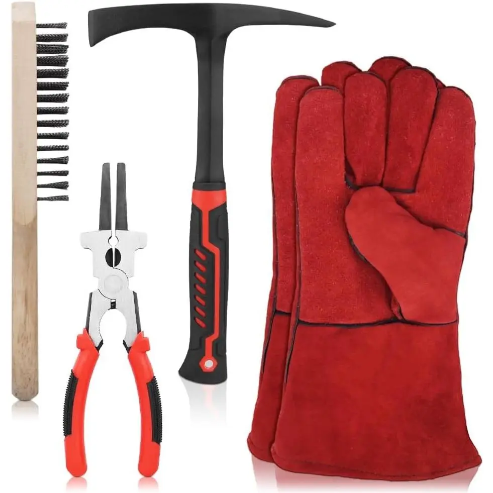 4Pcs Welding & Chiseling Hammer Slag Removal Tool Set, Frosted Rust Prevention Hand Working Tool