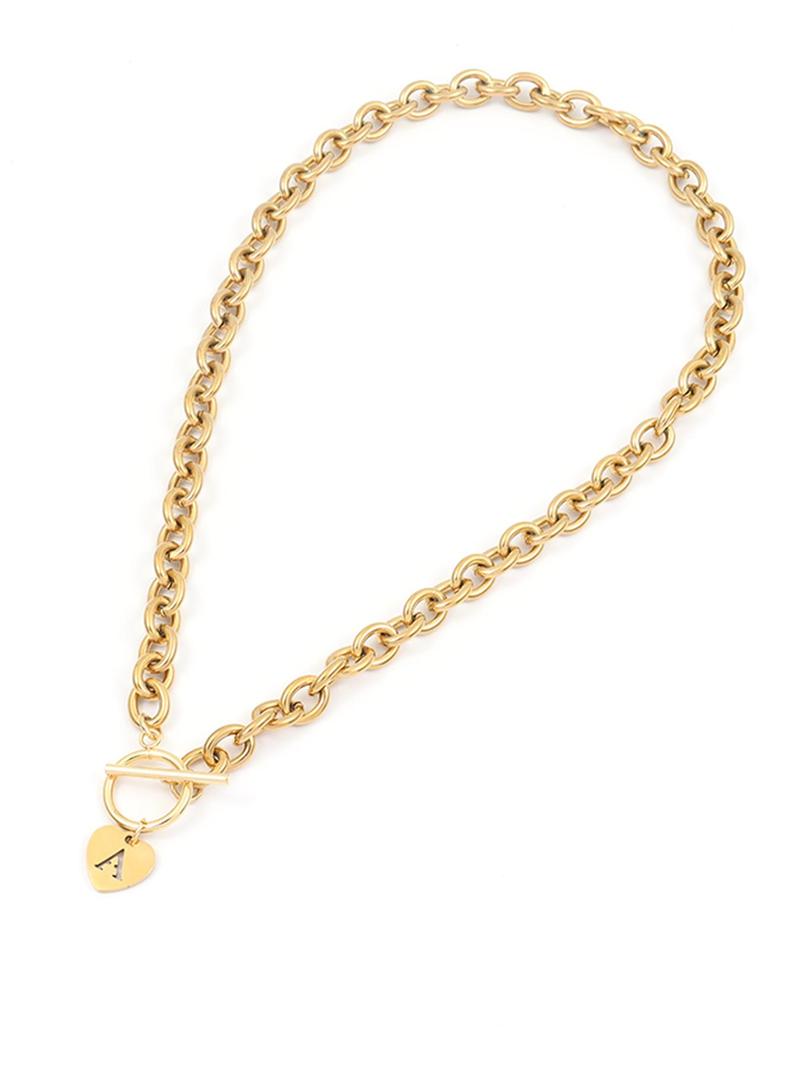 Fashion Heart Initial Letter Pendant Necklace for Women, Fashion Jewelry for Party, Daily Clothing Decor, Trendy All-match & Exquisite Jewelry for Birthday Gift, Heart Shaped Necklace