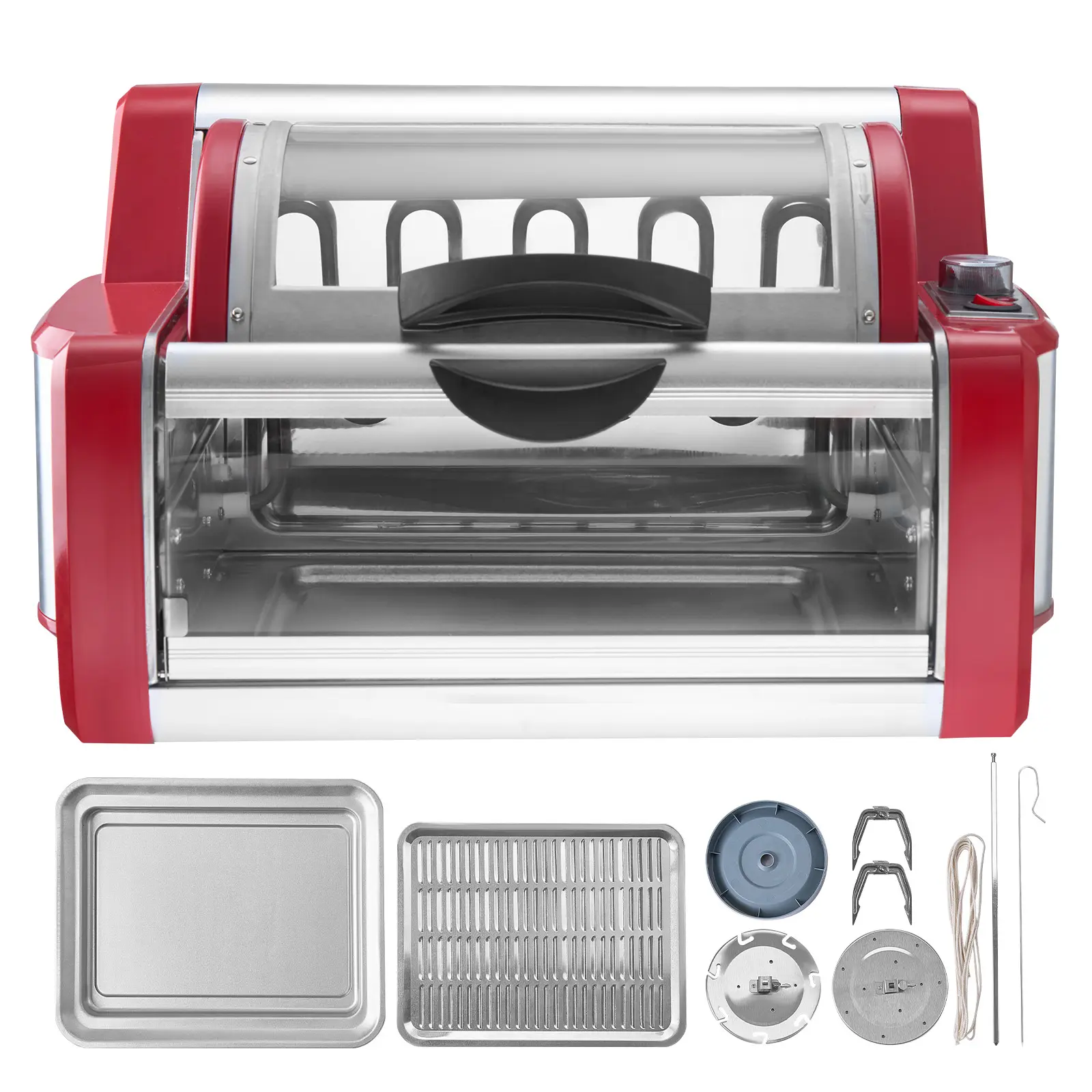 Shawarma Grill Machine, Chicken Shawarma Cooker Machine Countertop, 1200W Power, 12.5 L Volume Capacity, 430 Stainless Steel + Cold Rolled Sheet Construction, 360° Automatic Rotation
