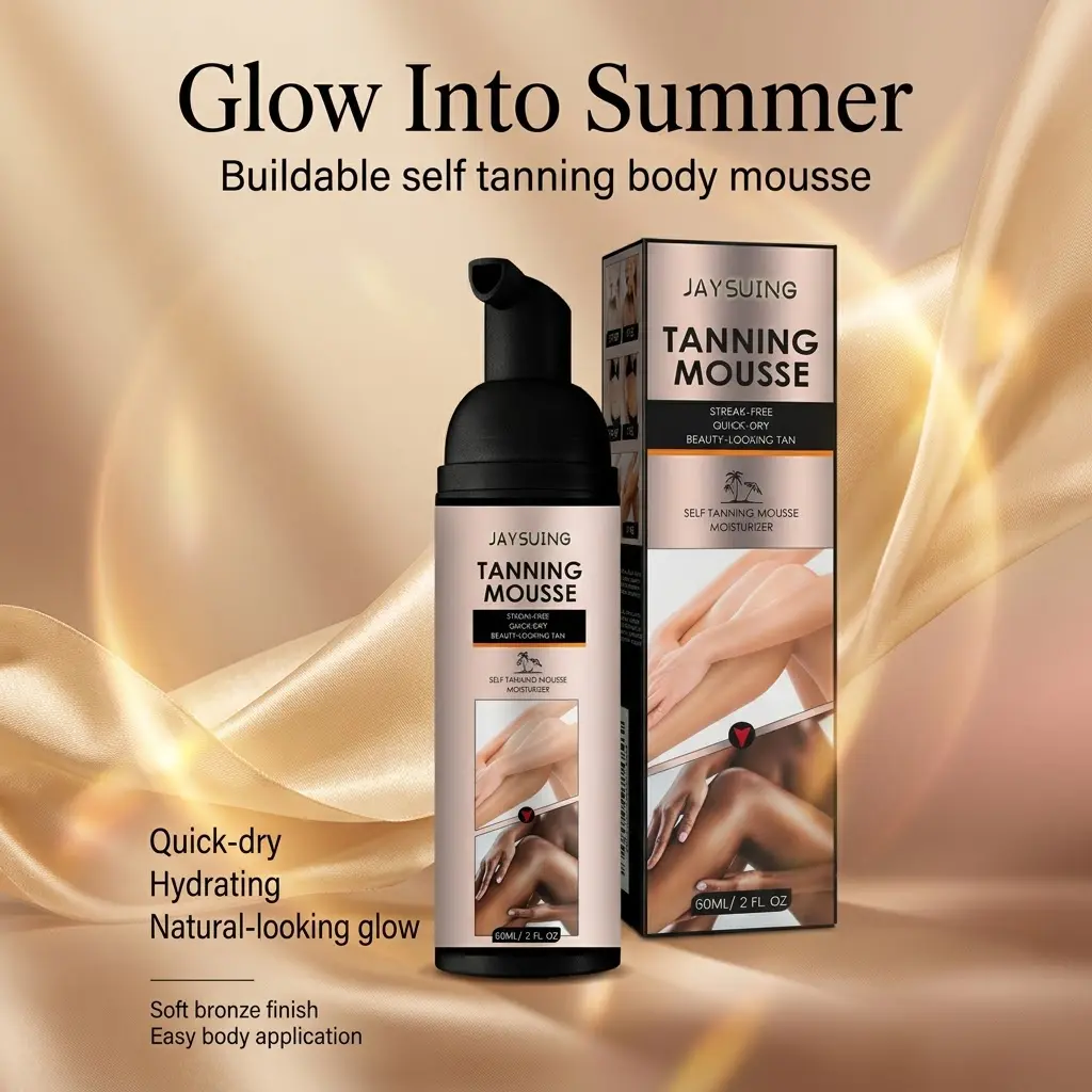 Self Tanning Mousse for Body with Glycerin, Lightweight Sunless Tanner for a Natural-Looking Bronze Glow, Easy-Spread Moisturizing Foam with Buildable Color for Arms, Legs and Summer Body Care