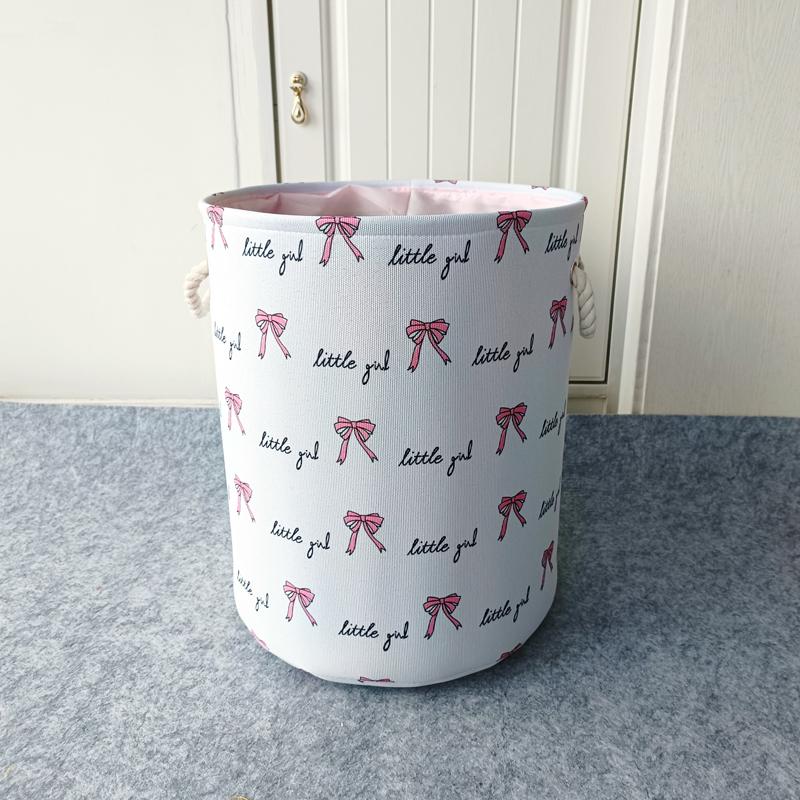 Bow Pattern Foldable Laundry Basket, 1 Count Large Capacity Clothes Toy Doll Books Storage Basket with Handle, Portable Dirty Clothes Basket for Home Bedroom