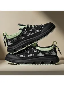 Men's casual shoes，Summer net breathable foot pedal casual shoes men 's hollow out shock soft bottom sports shoes