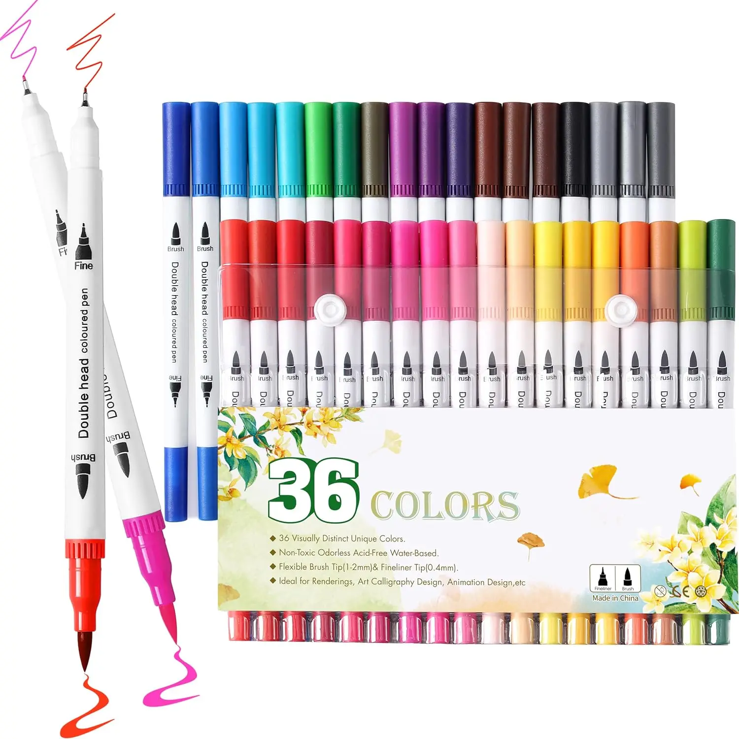 36 Art Markers for Adult Coloring Books,Art Supplies | Fine & Brush Pens for Lettering Drawing Journaling Calligraphy