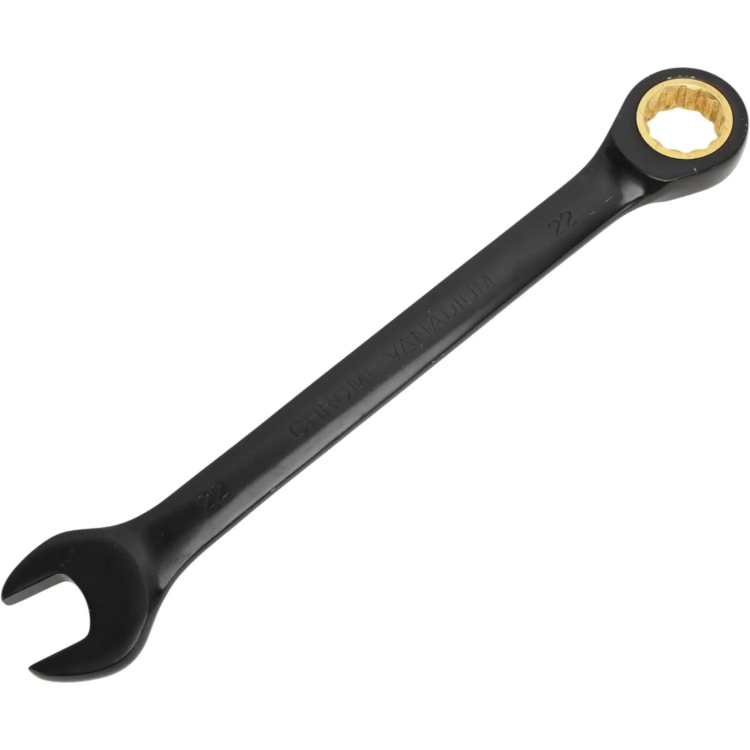 22mm Ratchet Spanner 72-Teeth Ratchet Chrome Vanadium Steel Combination Wrenches Industrial Grade Gear Spanner Black 1 Pc