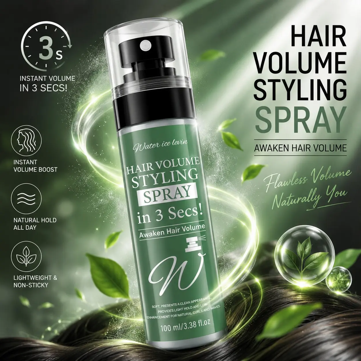 Volumizing Hair Spray 3-Second Hold, Lightweight Oil-Free Formula, Ideal for Fine Flat Hair, Long-Lasting Volume Support, Layered Styling