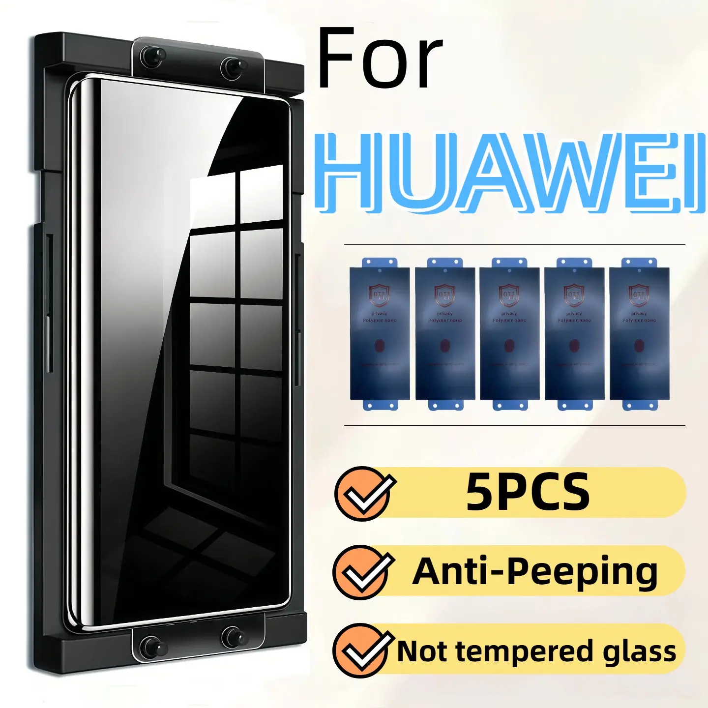 5-Pack Anti-Spy Ceramic Screen Protector for Huawei Mate20 Pro, Easy Installation, Scratch-Resistant, Durable Protection