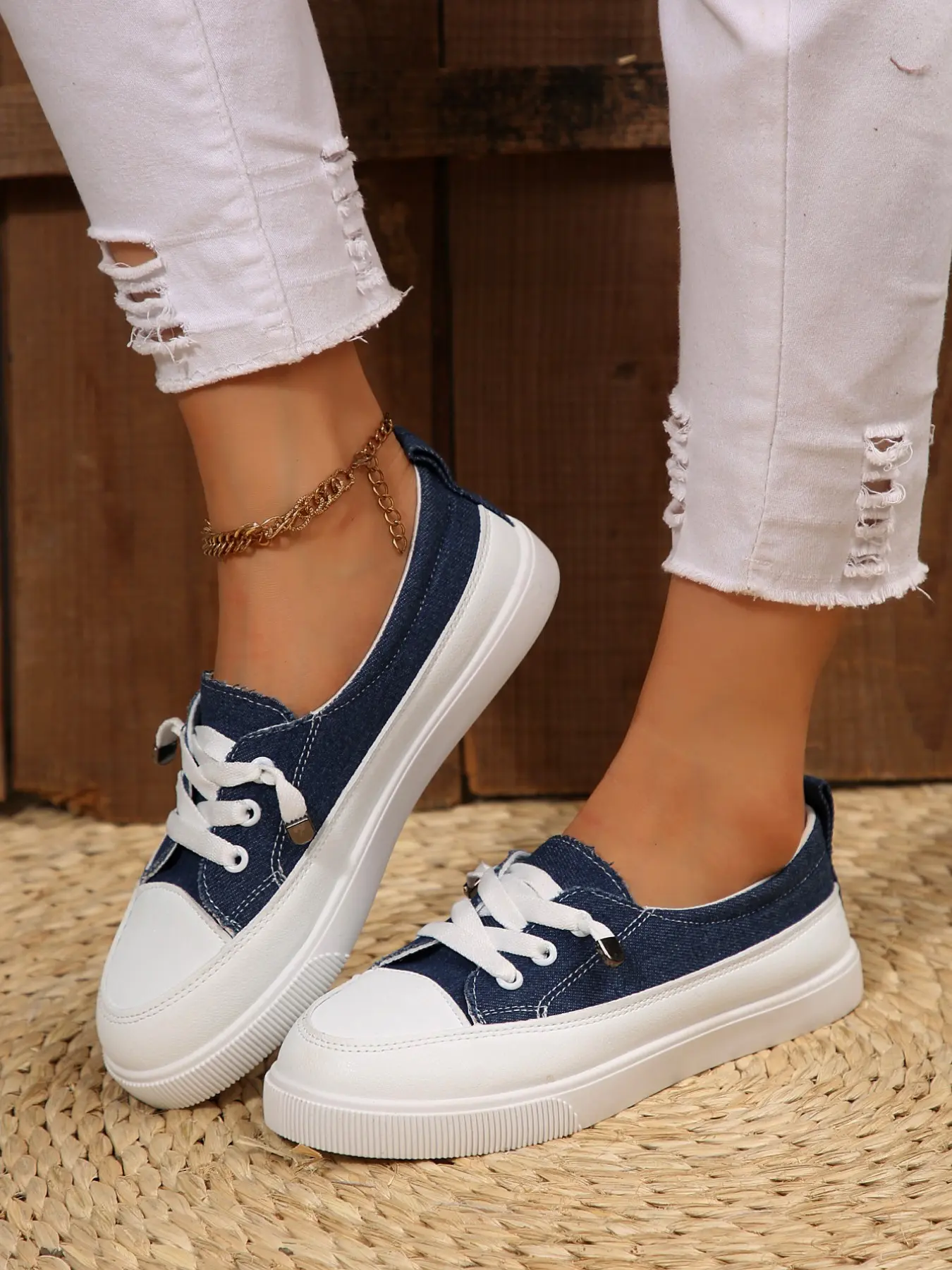 Women's Slip-On Canvas Shoes, Thick Sole Platform for Height Boost, Comfortable Soft Bottom, Spring & Fall Casual Footwear