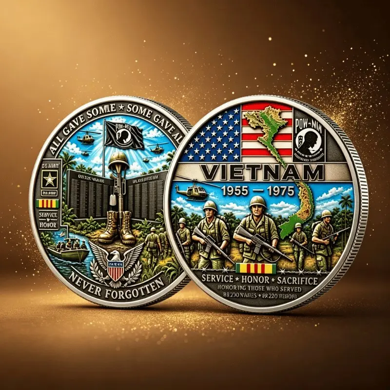 Vietnam War 1955‑1975 Tribute Challenge Coin, Service Honor Sacrifice Souvenir Coin for History Enthusiasts