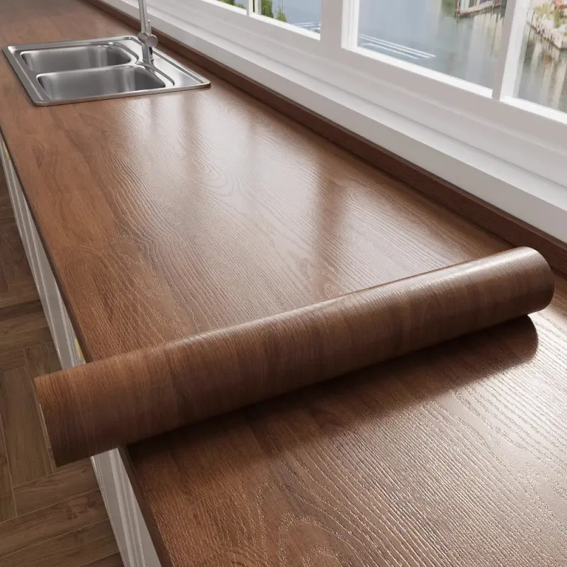 Wood Grain Pattern Self-adhesive Waterproof Window Sill Sticker, Window Upgrade Decorative Sticker for Furniture, Cabinets, and Threshold, Self Adhesive Film, Peel And Stick Wallpaper, Kitchen Wallpaper Peel And Stick