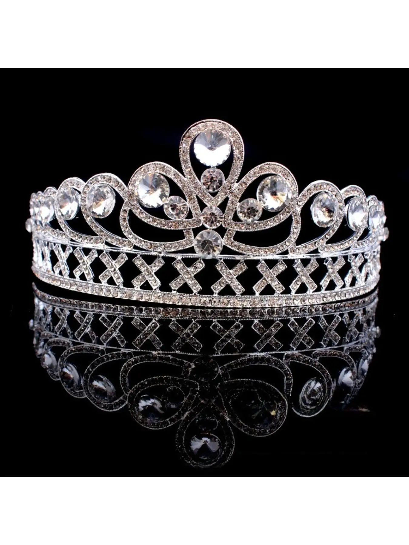 Bridal Baroque Queen European and American Wedding Crown Crystal Gemstone Full Diamond Round Luxury Hair Comb Headpiece