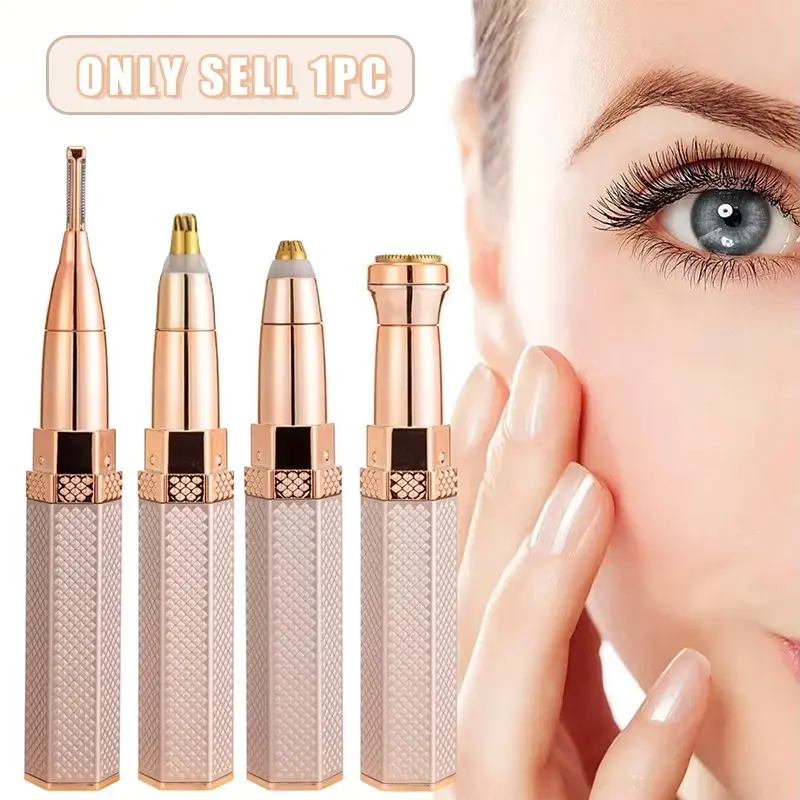 4-In-1 Multi-Function Trimmer, Lightweight Rechargeable Facial Hair Remover, Eyebrow Facial Trimmer, Brow Trimmer, Nose Hair Clipper, Body Shaver for Face, Lips, Armpits, Legs