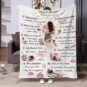 1pc 'how to Become Magnetic' Text and Illustration Design Blanket, Perfect Gift for Bedroom Living Room Sofa, Cozy and Stylish Throw Blanket
