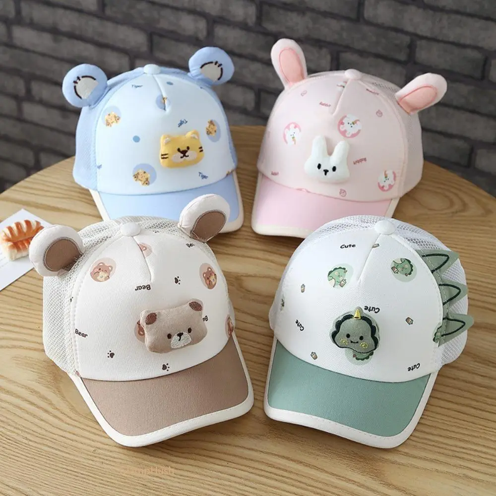 Women's Cute Bear Baseball Hat, Casual Mesh Back Trucker Cap with 3D Ears for Summer Sun Protection, Adjustable Custom Fit, Hats, Graphic Hat, Outdoor Hats