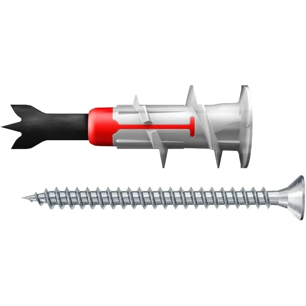 DuoBlade 1-1/2" (40 mm) Self-Drilling Drywall Anchor with Metal Tip and Chipboard Screw - 25 Anchors & 25 Screw