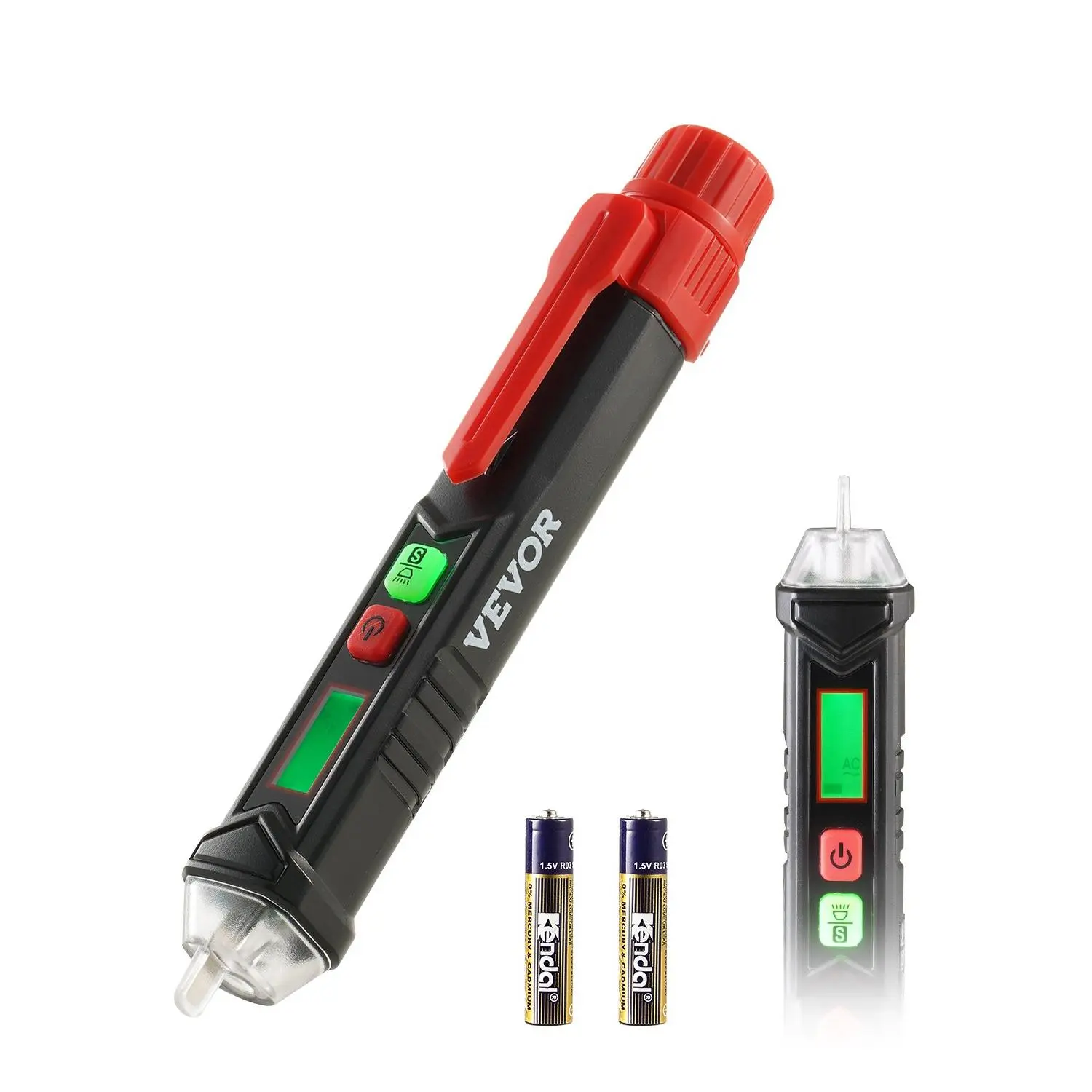 【toolupgrade】VEVOR Voltage Tester, Non-Contact Voltage Detector with Adjustable Sensitivity, Dual Range AC 12V-1000V/48V-1000V Live Null Wire Tester Pen with Visual and Audible Alarms, CAT III 1000V Rating