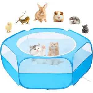 Portable Pop-Up Small Animal Playpen Cage Tent with Waterproof Cover - Indoor-Outdoor Pet Enclosure, Chick Brooder Box for Rabbits, Kittens